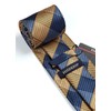 HISDERN Brown Blue Ties for Men Wedding Khaki Navy Plaid