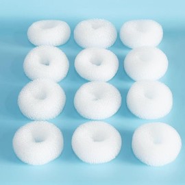 SQULIGT 12 Pcs Small Hair Bun Maker, Small Hair Donut Set for Kids Girls Women, Hair Donut Bun Maker Tool for Short and Thin Hair Crown Shapers Accessories (Size S/ 2.3 Inch, White)