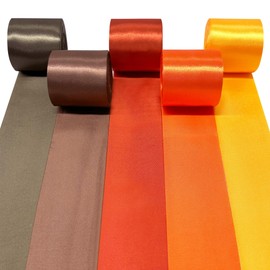 60 m Autumn Satin Ribbon 50 mm Wide Ombre Brown Orange Yellow Ribbon for DIY Crafts Gifts Packaging Party Background Wedding Birthday Bridal Shower Autumn Thanksgiving Decoration