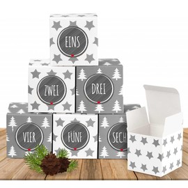 Anstore 24 Christmas Advent cubes with 24 number stickers for a DIY advent calendar for crafts and storing, 24 boxes