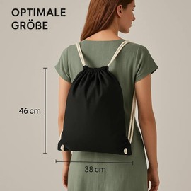 brand promotion Fabric Bag Gym Bag Cotton 38 x 46 cm - Oeko-Tex 100 Certified - Sports Bag with Drawstring - Sustainable Cotton Bag Jute Bag for Sports, School & Leisure, black