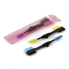 Beavorty 6pcs Foldable Eyebrow Comb Set Double-headed Eyelash Comb Curler Portable Eyebrow Brush for Travel Includes Yellow Red Colors for Women and Girls