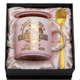 Biching Lustige Mamasaurus-Kaffeetasse mit goldenem Muster, Weihnachtsgeschenke für Mutter, Ehefrau, Mutter, Geburtstagsgeschenke von Tochter, Sohn, Kinder, 400 ml