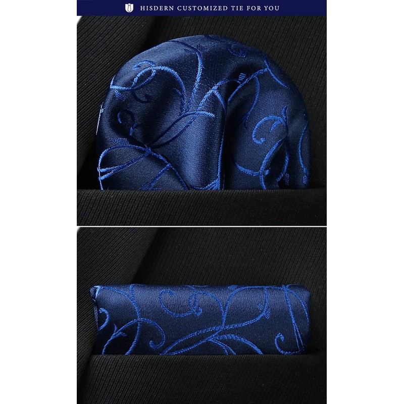Hisdern TP-01S Men’s Paisley Pattern Necktie and Square Set, Business,