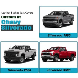 GIANT PANDA Front Car Seat Cover Customized Fit Chevy Silverado 1500 2500 3500 Trucks Seat Protectors (Beige+Black)