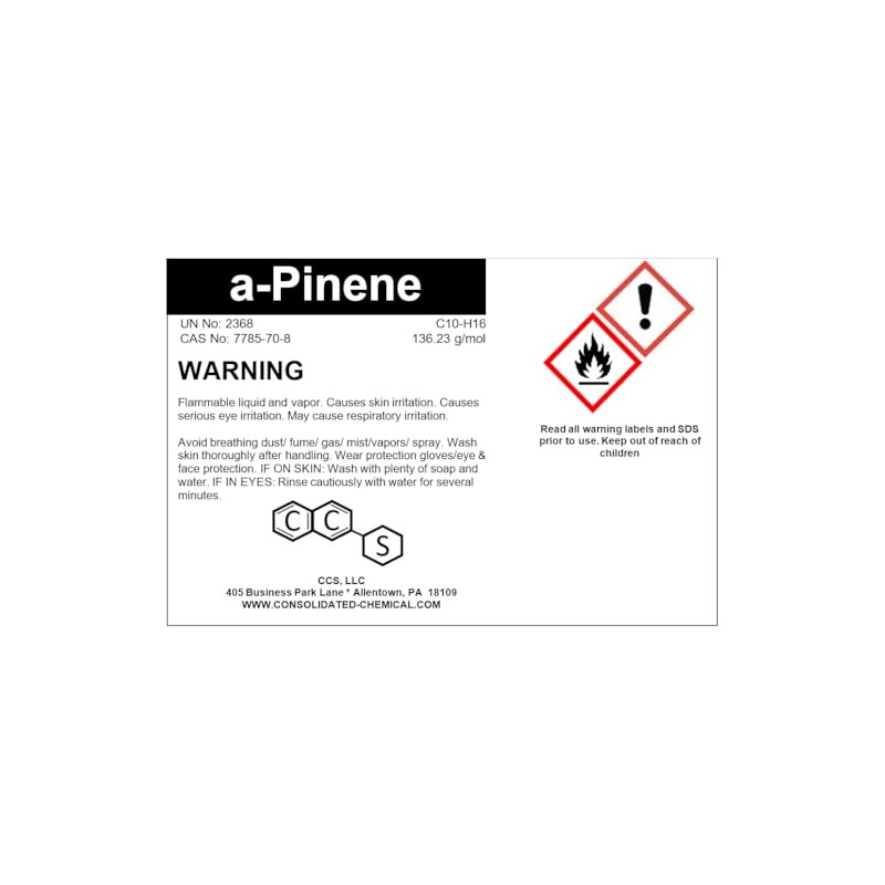 CCS CONSOLIDATED CHEMICAL & SOLVENTS Alpha-pinene High Purity Aroma Compound