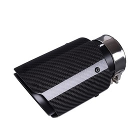 CARMON Real Twill Carbon Fiber Exhaust Pipe Muffler Tips with Black Painted 304 Stainless Steel (inlet ID 2.5",outlet OD 3.5")