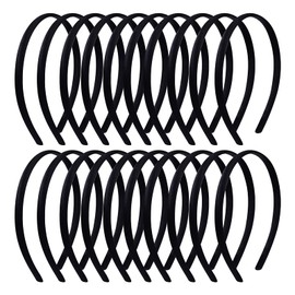 20 Pieces Black Satin Headbands for Girls Thin Black Headband 1cm Satin Covered Plain Headband DIY Hair Headbands, For Girls and Women