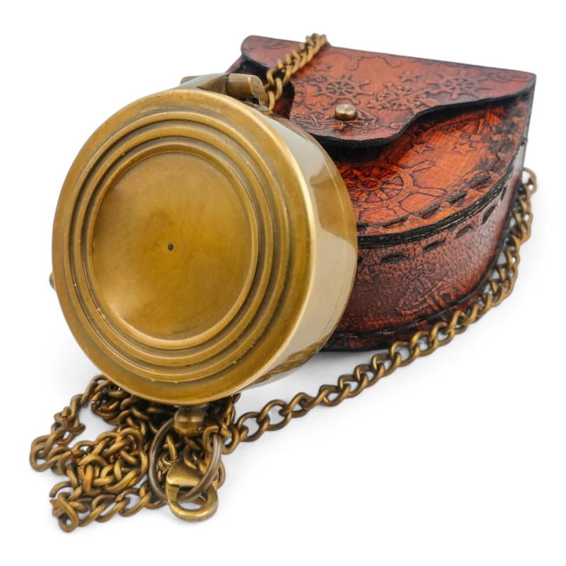 KHUMYAYAD Brass Pocket Compass Handmade Full Function Antique Nautical Compass