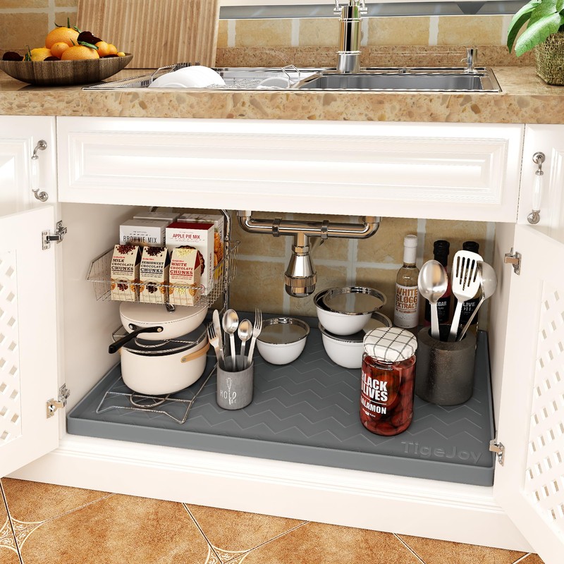 TigeJoy 19" x 19" Under Sink Mats for Kitchen Waterproof,