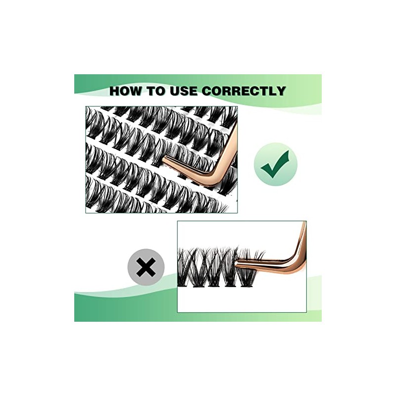 KEYYOU Lash Clusters 300Pcs Pestañas Individuales 40D 0.07D Curl 9-18MMIX