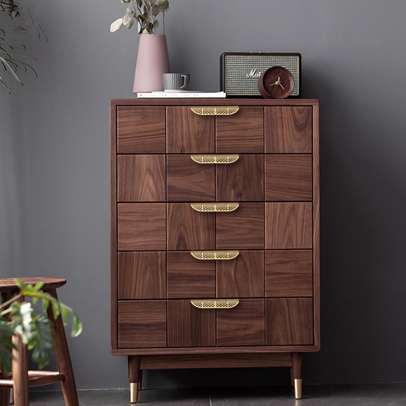 RZDEAL Solid Brass Cabinet Handles Brushed Gold Leaf Knobs and