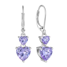 Starchenie Heart Dangle Earrings 925 Sterling Silver Leverback Earring Created Alexandrite Jewelry for Women