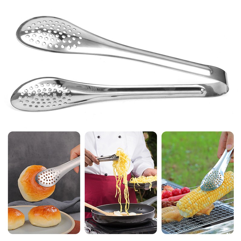 5pcs Multifunction Stainless Steel Food Tong Bread Steak Salad BBQ