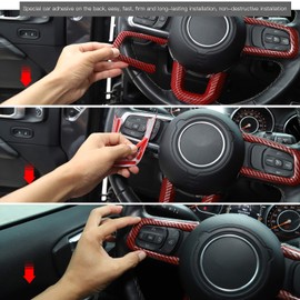 CheroCar for Jeep jl jt Steering Wheel Covers red Carbon Fiber