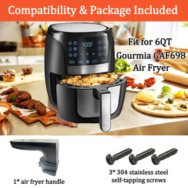 Nvkwca Air Fryer Replacement Handle for Gourmia GAF698 6QT Air Fryers, Upgraded Air Fryer Handle for 6QT Gourmia Air Fryer, Ergonomic Design, High Temperature Resistance, Dishwasher Safe