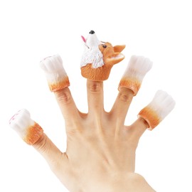 Andux ZJWO-01 Animal Finger Puppets Realistic Rubber Animal Roll Play Finger Puppets Set (Shiba Inu)