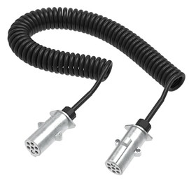 AUPROTEC Trailer Spiral Cable 24 V 4 m - 7-Pin S-Type - Metal Plug - Adapter Cable Electric Spiral Connection Cable for Trucks, Cars, Commercial Vehicles, Trailers, Trailers