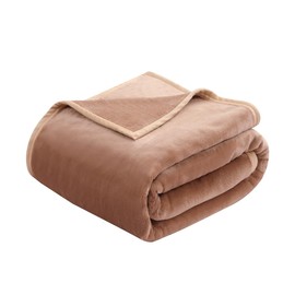 AMBERIS Throw Blanket Camel, Moderately Thick Faux Fur Soft Blanket for Sofa Bedroom and Travel Camping, Suitable for Cool Weather not for Cold Weather
