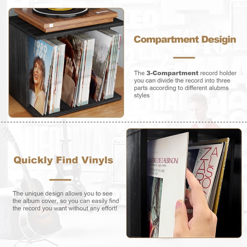 Emfogo Vinyl Record Storage, Record Player Stand Wall Mount Up