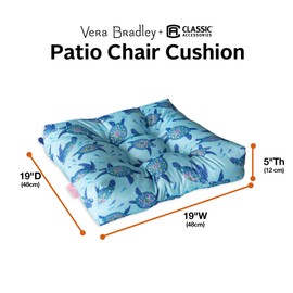 Classic Accessories for Vera Bradley Outdoor Chair Cushion, 19 x 19 x 5 Inch, 2 Pack, Just Turtles, Outdoor Chair Cushions, Patio Chair Cushions, Patio Cushions