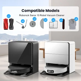 29 Pack Accessories Kit for Roborock Saros 10 Robot Vacuum, 1 Pairs Mainbrush 6 Side Brush 4 Filter 6 Dust Bags 4 Long Mop 4 Small Round Mop 1 Base Station Brush 1 Cleaning Brush 1 Screwdriver