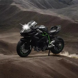 Xopexld Kawasaki H2r Miniatura Moto Metal Con Luz Y Sonido 1:12 Color Negro