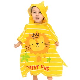 Gneliwm Kids Hooded Beach Towel Poncho Children Bath Towel Wrap Cotton Animal Pattern Toddler Swimming Pool Shower Towel for Boys Girls