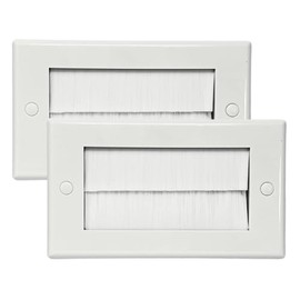 Evoges Brush Faceplate White Brushplate Wall Plate (Pack of 2, 2 Gang Double)