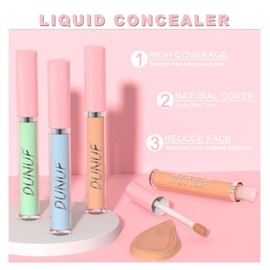 JasCherry Liquid Makeup Concealer Pen, Durable Waterproof for All Skin Types, High Coverage Concealer for Eye Concealer, Dark Circles, Face Redness, Matte Natural Concealer with Brush Set