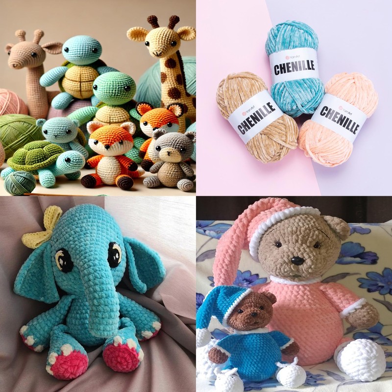 2 Skein Yarn Art Chenille Yarn, Velvet Yarn, Super Soft