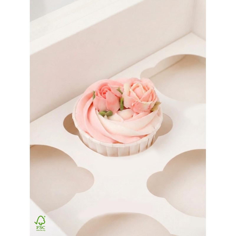 qiqee Auto-pop Up Cupcake Boxes with Window White 40PCS 12