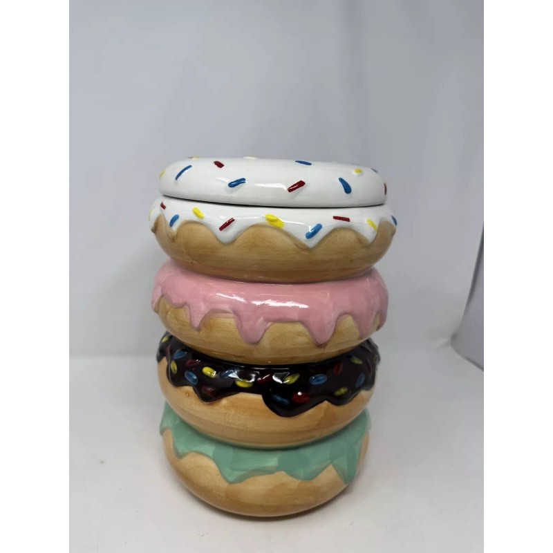ELEMENTS NEW Large Ceramic Stacked DONUT COOKIE JAR Sprinkles Decor