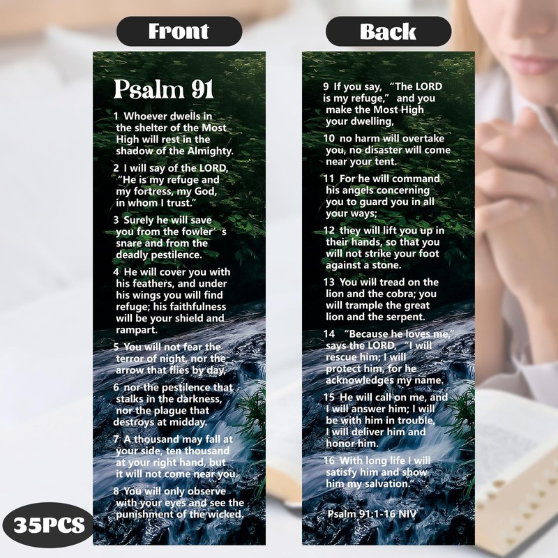 Gueevin 70 Pcs Psalm 91 Bookmarks Christian Bookmarks with Bible