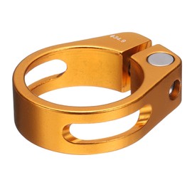 HARFINGTON Bike Seat Post Clamp 34.9mm Clip Aluminum Alloy Bicycle Locking Seat Post Ring with M4 Hex Screw for 30.4 to 31.6mm Bicycle Mountain Road Bike Tube, Gold