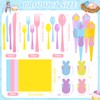 FULJOOY 24 Pack Easter Pre Rolled Cutlery Silverware Utensil Set