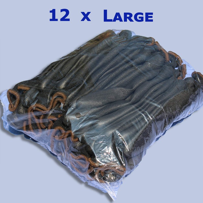 eVCom 12pairs PU Coated Black Work Gloves (improved quality). For