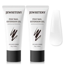 JEWHITENY 2PCS Poly Nail Gel 25g Clear Poly Gel Builder Natural Looking And Long Lasting,Trendy Nail Art Design Salon Professional Technician Tool for Beginner Need U V Lamp Curing