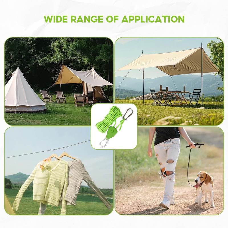 Reflective Tent Guy Ropes, 3Pcs 1/8 Inch 4mm Heavy Duty