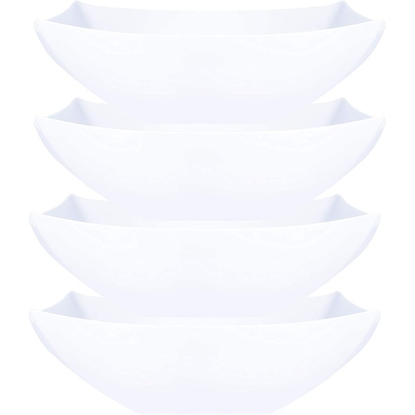 Plasticpro Disposable 128 ounce Square Serving Bowls, Party Snack or Salad Bowl, Extra Large Plastic Elegant White Pack of 4