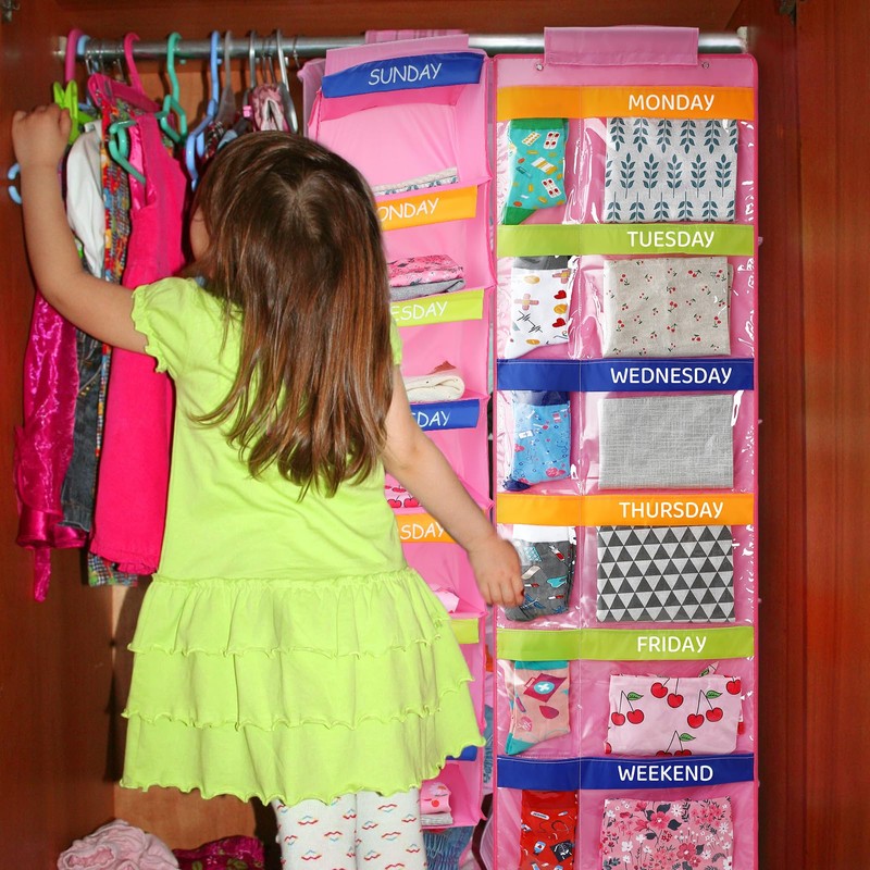 Woanger 2 Pcs Weekly Hanging Clothes Organizer for Kids 11.8