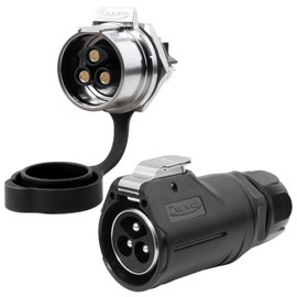 CNLINKO LP-28 3-Pin Waterproof Connector Screw Lock Circular Connector, IP68 Quick Plugging Aviation Connector, M28 Single Hole Socket Panel (3-PIN Screwing)