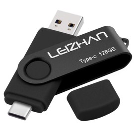 TYPE-C USB Memory Flash Drive Rotatable Popular USB LEIZHAN High Speed Transfer OTG 3.0 Cell Phone Computer Eliminates Low Capacity Micro Pen Drive Large Capacity U Stick (128GB, Black)