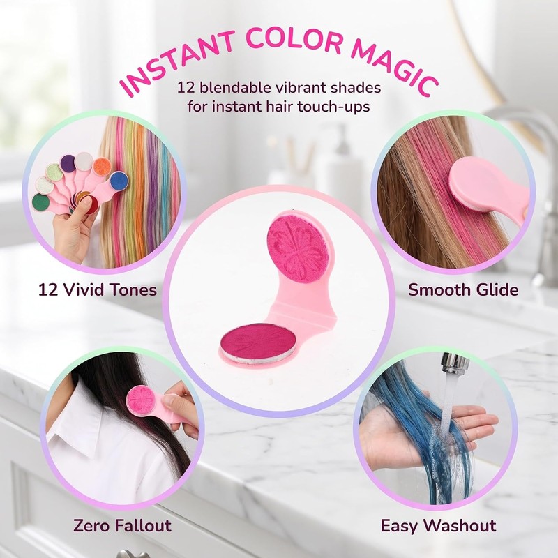 KALLORY Paleta de tizas para teñir el cabello de 12