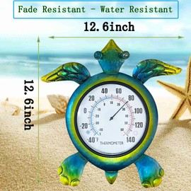 SOTALING Turtle Outdoor Thermometer - Wall Mount Thermometer - Green Turtle Design Decor Outdoor and Indoor