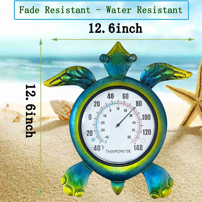SOTALING Turtle Outdoor Thermometer - Wall Mount Thermometer - Green