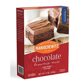Manischewitz Chocolate Brownie Mix With Fudge Frosting 12oz (2 Pack) | Grain Free, Kosher for Passover, Baking Pan Included!
