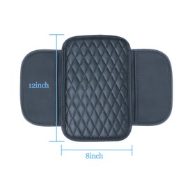 JXYT Car Center Console Cover, Upgraded Leather Armrest Seat Box Cover with 2 Storage Pockets, Car Interior Accessory Protector for Most Vehicles (Black)