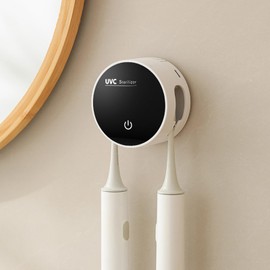 Toothbrush Holders for Bathrooms,Smart Cleaning and Hot Air Drying,2 Brush Slots,Rechargeable Travel Toothbrush Holder,Home Wall Mounted Toothbrush Organizer (White)