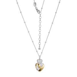 Charles Garnier 17"+2" Two-Tone Sterling Silver CZ Double Heart Necklace